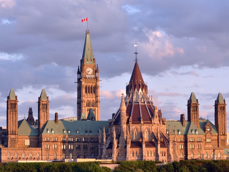 Canadian Parliament Building at Dusk