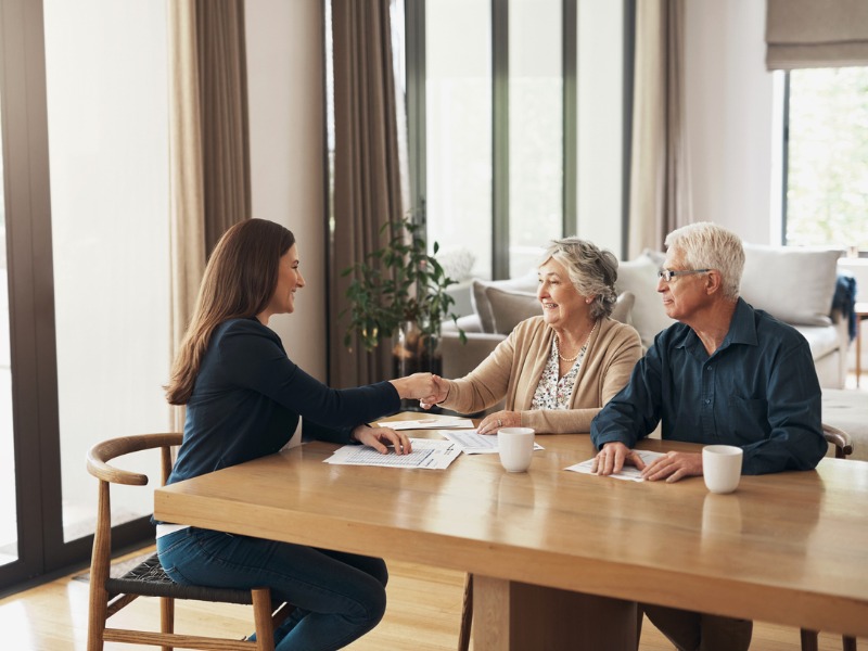 Advisor meeting clients at their home