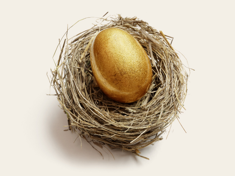 Gold nest egg concept for retirement savings and financial planning